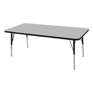 Rectangle Adjustable-Height Activity Table (60" W x 24" D) - Gray top w/ black edge
