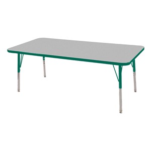 Rectangle Adjustable-Height Activity Table (60" W x 24" D) - Gray top w/ green edge