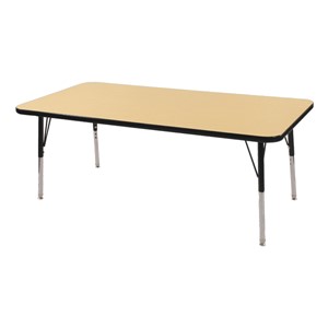 Rectangle Adjustable-Height Activity Table (60" W x 24" D) - Maple top w/ black edge