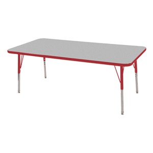 Rectangle Adjustable-Height Activity Table (60" W x 24" D) - Gray top w/ red edge