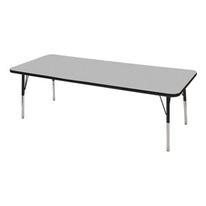 Rectangle Adjustable-Height Activity Table (72" W x 24" D) - Gray top w/ black edge