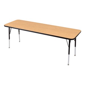 Rectangle Adjustable-Height Activity Table (72" W x 24" D) - Oak  top w/ black edge