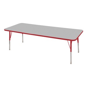 Rectangle Adjustable-Height Activity Table (72" W x 24" D) - Gray top w/ red edge