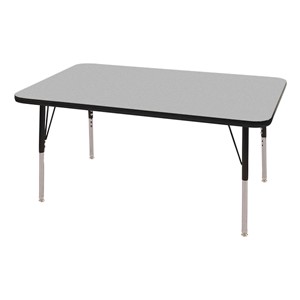 Rectangle Adjustable-Height Activity Table (48" W x 30" D) - Gray top w/ black edge