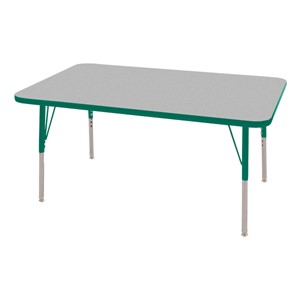 Rectangle Adjustable-Height Activity Table (48" W x 30" D) - Gray top w/ green edge