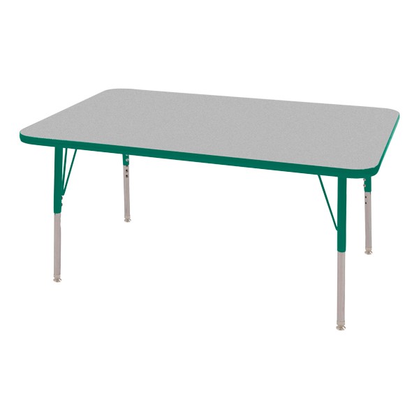 Rectangle Adjustable-Height Activity Table (48" W x 30" D) - Gray top w/ green edge