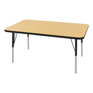 Rectangle Adjustable-Height Activity Table (48" W x 30" D) - Maple top w/ black edge
