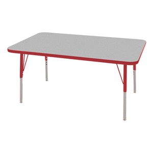 Rectangle Adjustable-Height Activity Table (30" W x 48" L) - Gray top w/ red edge