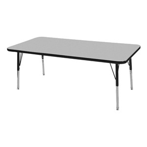 Rectangle Adjustable-Height Activity Table (60" W x 30" D) - Gray top w/ black edge