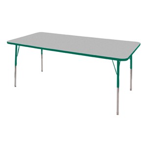 Rectangle Adjustable-Height Activity Table (72" W x 36" D) - Gray top w/ green edge