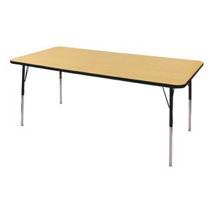 Rectangle Adjustable-Height Activity Table (72" W x 36" D) - Maple top w/ black edge