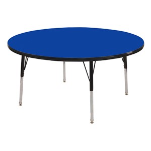 Round Color-Banded Adjustable-Height Activity Table - Blue top w/ black edge