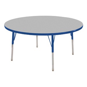 Round Adjustable-Height Activity Table - Gray top w/ blue edge