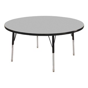 Round Color-Banded Adjustable-Height Activity Table - Gray top w/ black edge