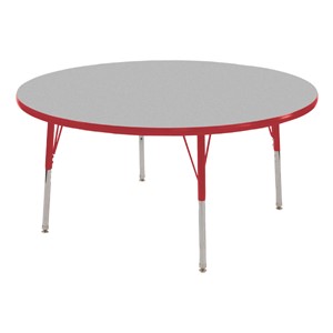 Round Adjustable-Height Activity Table - Gray top w/ red edge