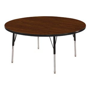 Round Color-Banded Adjustable-Height Activity Table - Teak top w/ black edge