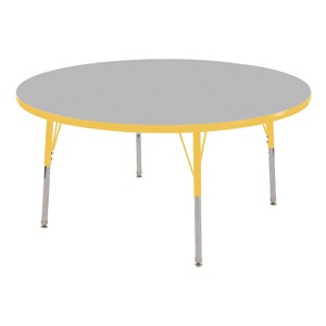 Round Adjustable-Height Activity Table - Gray top w/ yellow edge