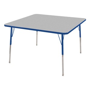 Square Adjustable-Height Activity Table - Gray top w/ blue edge band
