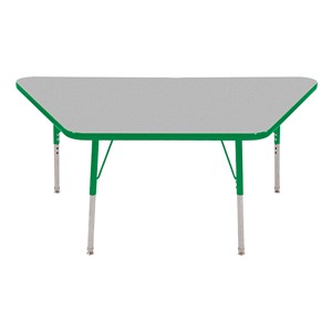 Trapezoid Adjustable-Height Activity Table - Gray top w/ green edge