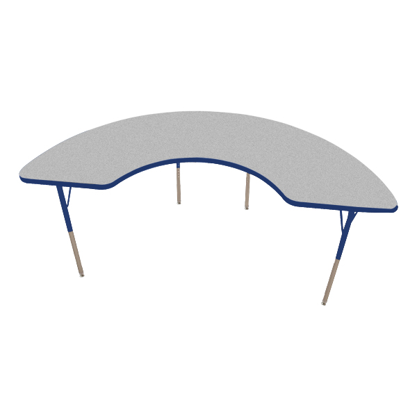 Half-Moon Adjustable-Height Activity Table - Gray top w/ blue edge