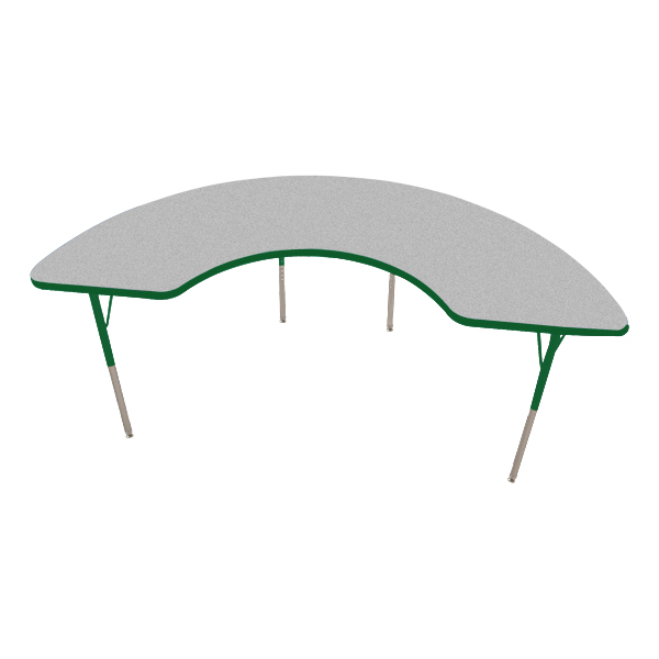 Half-Moon Adjustable-Height Activity Table - Gray top w/ green edge