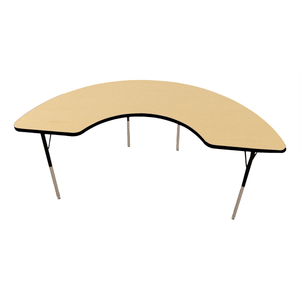 Half-Moon Adjustable-Height Activity Table - Maple top w/ black edge