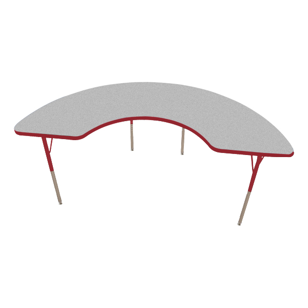 Half-Moon Adjustable-Height Activity Table - Gray top w/ red edge