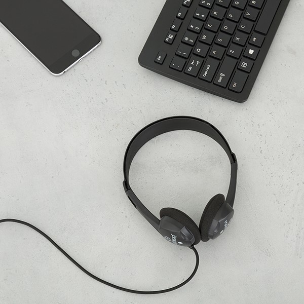 Stereo School Headphones w/ Tangle-Free Cord - Black