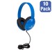 Pack of 10 Preschool Headphones w/ Braided Fabric Cord - Blue
