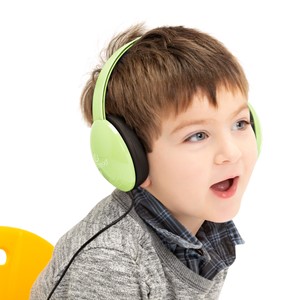 Pack of 10 Heavy-Duty Kids' Headphones w/ Tangle-Free Fabric Cord - Green Apple