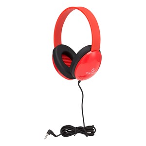 Heavy-Duty Kids' Headphone w/ Tangle-Free Fabric Cord - Red