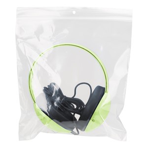 Heavy-Duty Kids' Headphones w/ Tangle-Free Fabric Cord & Storage Bag - Green Apple