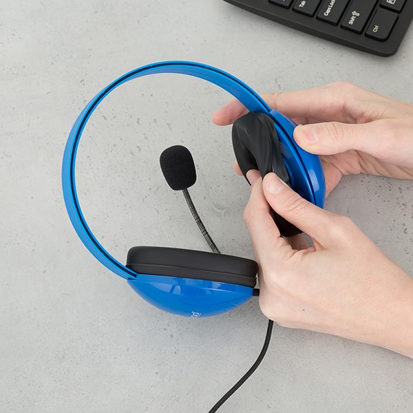Mobile-Ready Kids Headphone w/ Boom Microphone & Tangle-Free Fabric Cord - Earcup Removal