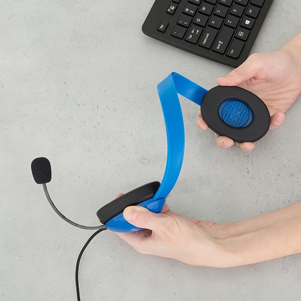Mobile-Ready Kids Headphone w/ Boom Microphone & Tangle-Free Fabric Cord - Flexibility