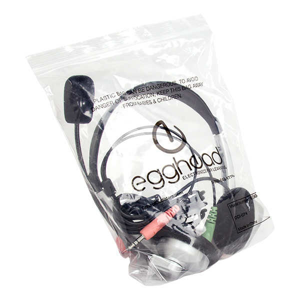 Stereo School Headphones w/ Boom Microphone - Resealable Bag