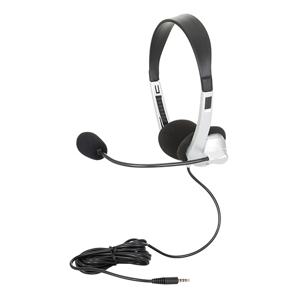 Stereo School Headphone w/ Boom Mic & Mobile Ready 3.5mm Adapter