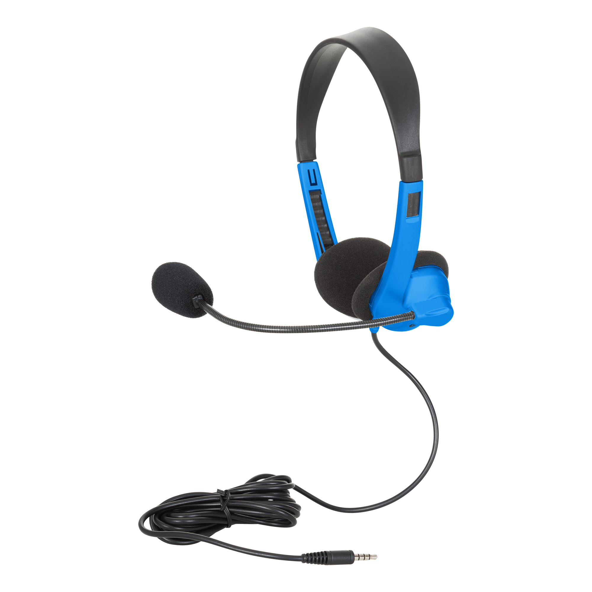 Mobile-Ready Stereo School Headphones w/ Boom Microphone - Blue/Black