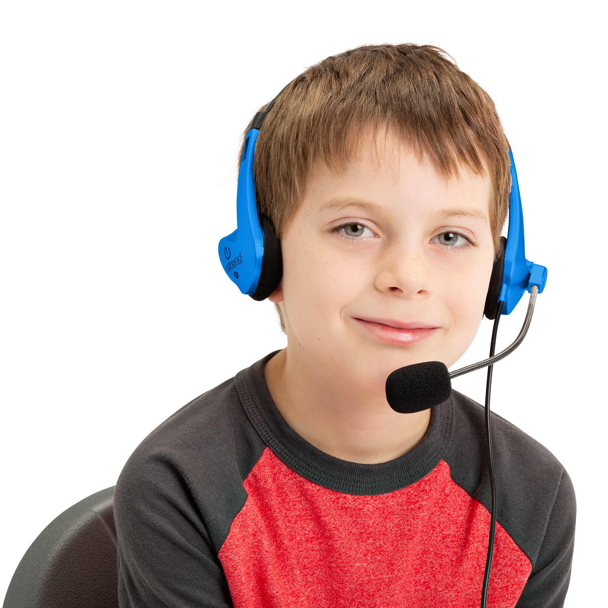 Mobile-Ready Stereo School Headphones w/ Boom Microphone - Blue/Black