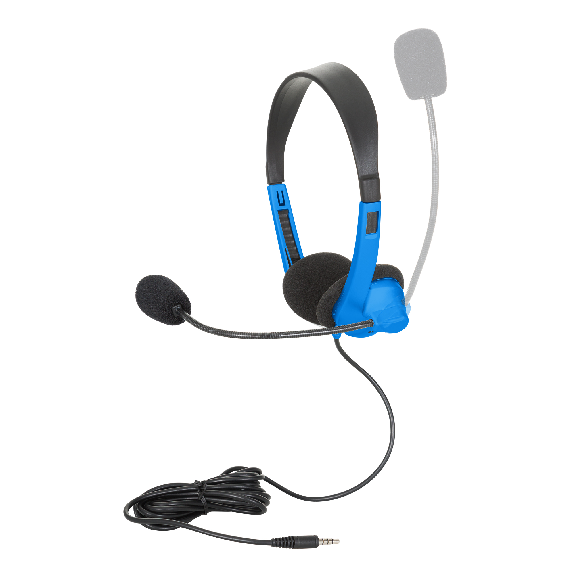 Mobile-Ready Stereo School Headphones w/ Boom Microphone - Blue/Black