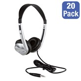 Pack of 20 Stereo School Headphones w/ Leatherette Ear Cushions