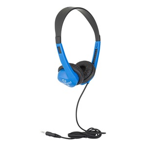 Stereo School Headphones w/ Leatherette Ear Cushion & Tangle-Free Cord - Blue