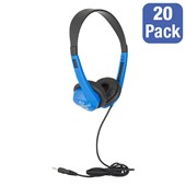Essentials: Pack of 20 Stereo School Headphones w/ Leatherette Ear Cushions & Tangle-Free Cord