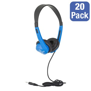 Pack of 20 Stereo School Headphones w/ Leatherette Ear Cushions & Tangle-Free Cord