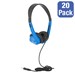 Pack of 20 Stereo School Headphones w/ Leatherette Ear Cushions & Tangle-Free Cord