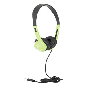 Essentials: Heavy-Duty Stereo School Headphones w/ Leatherette Ear Cushion & Tangle-Free Cord - Green Apple