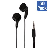 Pack of 50 Earbud Headphones w/ Foam Ear Cushions