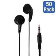 Pack of 50 Earbud Headphones w/ Foam Ear Cushions