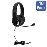 Pack of 10 School Testing Headsets w/ Boom Microphone & Mobile-Ready Plug
