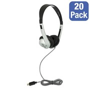 Pack of 20 Stereo School USB-C Headphones w/ Leatherette Ear Cushions