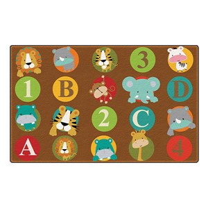 ABC & 123 Animals Preschool Rug (6' W x 8' 4" L) - Dark